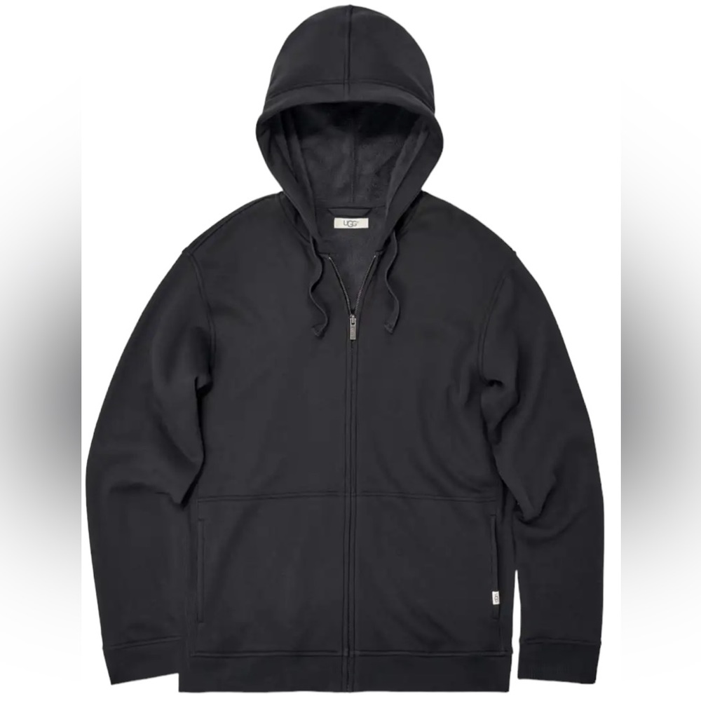 Men’s UGG Gordon Zipped Hoodie Jacket in Black-Fleece-lined-Size Extra Large - Picture 2 of 8